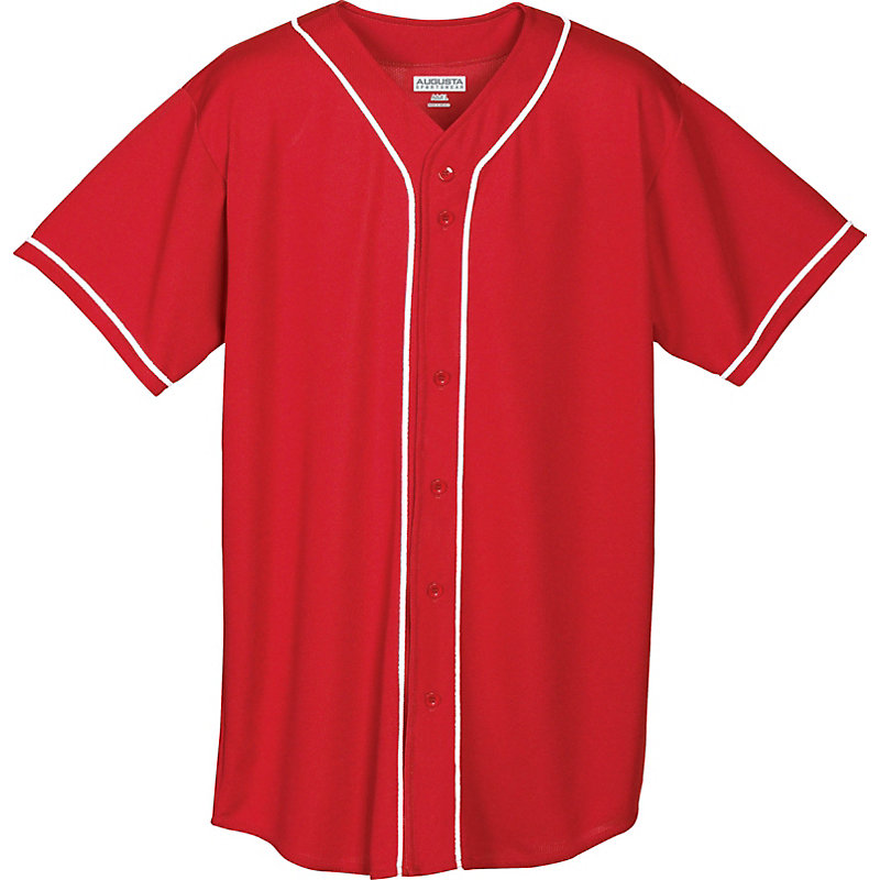 Wicking Mesh Button Front Jersey With Braid Trim